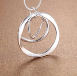 925 Sterling Silver Circle Pendant Necklace Earrings Set