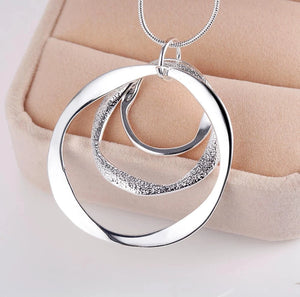 925 Sterling Silver Circle Pendant Necklace Earrings Set