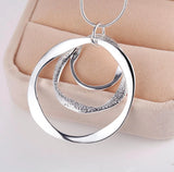 925 Sterling Silver Circle Pendant Necklace Earrings Set