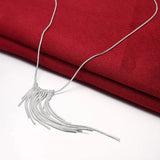 925 Silver Jewelry Set Tassel Necklace Earrings Party Wedding