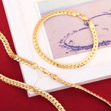 925 Silver 18K 5MM Chain Bracelets Necklace Wedding Jewelry Sets
