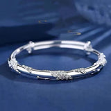 925 Silver Blooming Flowers Bracelets Bangle Women Wedding Jewelry Adjustable