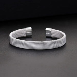 925 Sterling Silver Mesh Women Solid Lady Bangle Jewelry Charm Cuff Men Bracelet