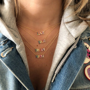 925 Silver Colorful CZ MAMA LOVE DREAM Necklace