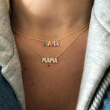 Colorful CZ Paved MAMA LOVE DREAM Necklace