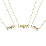 925 Silver Colorful CZ MAMA LOVE DREAM Necklace