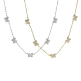 925 Silver Micro Pave CZ Butterfly Charm Necklace
