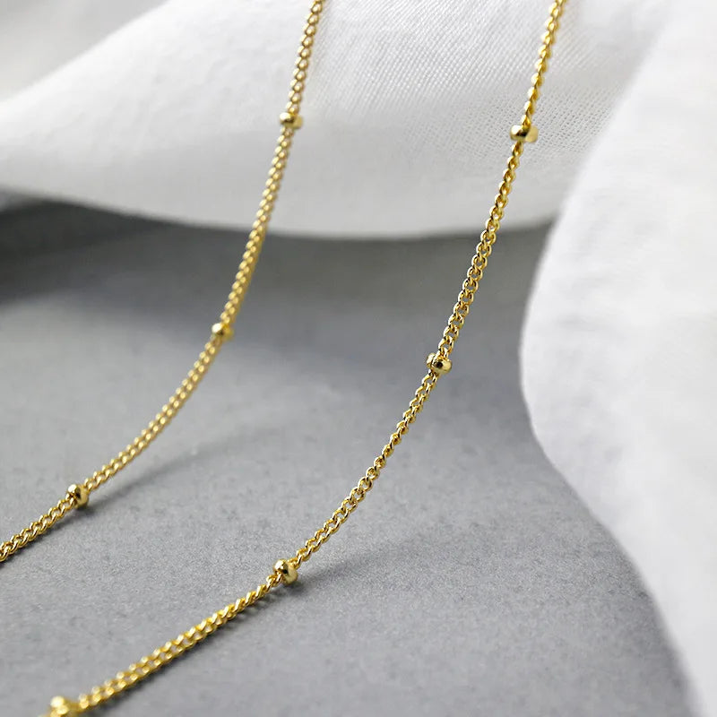 925 Silver Necklace Bead Choker Wedding Jewelry