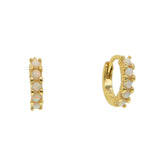 925 Silver Opal Stone Mini Huggie Hoops