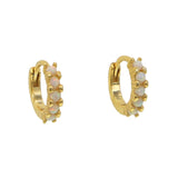 925 Silver Opal Stone Mini Huggie Hoops