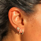 925 Silver Opal Stone Mini Huggie Hoops
