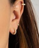 925 Silver Opal Stone Mini Huggie Hoops