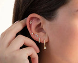 925 Silver Opal Stone Mini Huggie Hoops