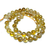 100% Natural Yellow Citrine Loose Round Gem Stone Beads 15''