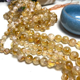 100% Natural Yellow Citrine Loose Round Gem Stone Beads 15''