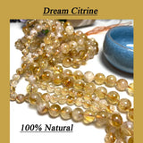 100% Natural Yellow Citrine Loose Round Gem Stone Beads 15''