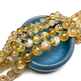 100% Natural Yellow Citrine Loose Round Gem Stone Beads 15''