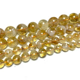 100% Natural Yellow Citrine Loose Round Gem Stone Beads 15''