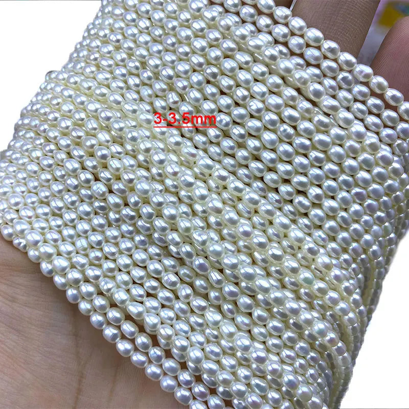 Natural Freshwater Pearl Rice Shape Beads 3-3.5MM