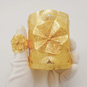 African Unique Chain Bangle & Ring Nigerian Wedding Jewelry