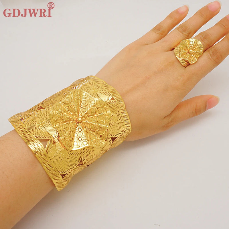 African Unique Chain Bangle & Ring Nigerian Wedding Jewelry