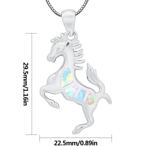 Fire Opal Horse Pendant Necklace for Women Girls
