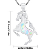 Fire Opal Horse Pendant Necklace for Women Girls