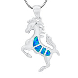Fire Opal Horse Pendant Necklace for Women Girls