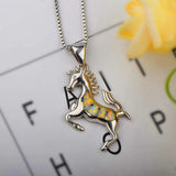 Fire Opal Horse Pendant Necklace for Women Girls