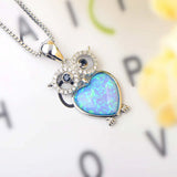 Fire Opal Owl Sterling Silver Pendant for Women