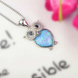 Fire Opal Owl Sterling Silver Pendant for Women