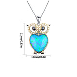 Fire Opal Owl Sterling Silver Pendant for Women