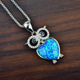 Fire Opal Owl Sterling Silver Pendant for Women