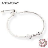 925 Sterling Silver Flower Chain Link Bracelet Adjustable Bangle for Women