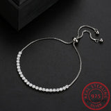 Charm Bracelet Women 925 Silver CZ Beads Tennis Bracelet Adjustable