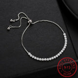 Charm Bracelet Women 925 Silver CZ Beads Tennis Bracelet Adjustable