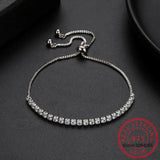 Charm Bracelet Women 925 Silver CZ Beads Tennis Bracelet Adjustable