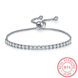 Charm Bracelet Women 925 Silver CZ Beads Tennis Bracelet Adjustable