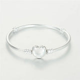 925 Sterling Silver Snake Chain Heart Clasp Bracelet