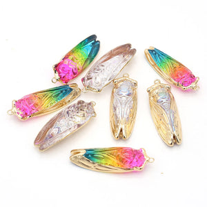 Colorful Crystal Cicada Pendants for Jewelry Making