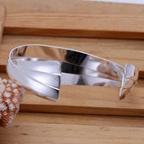925 Silver Cuff Bracelet Retro Round Bangle for Women