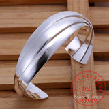 925 Silver Cuff Bracelet Retro Round Bangle for Women
