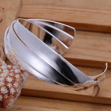 925 Silver Cuff Bracelet Retro Round Bangle for Women