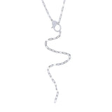 925 Silver CZ Lobster Clasp Paper Clip Chain Lariat Necklace