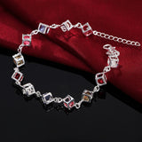 Colored Zircon 925 Silver Bracelet for Women