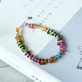 Colorful Tourmaline Gem Stone Bracelet 925 Silver Jewelry