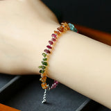 Colorful Tourmaline Gem Stone Bracelet 925 Silver Jewelry