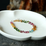 Colorful Tourmaline Gem Stone Bracelet 925 Silver Jewelry