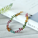 Colorful Tourmaline Gem Stone Bracelet 925 Silver Jewelry