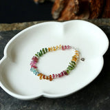 Colorful Tourmaline Gem Stone Bracelet 925 Silver Jewelry